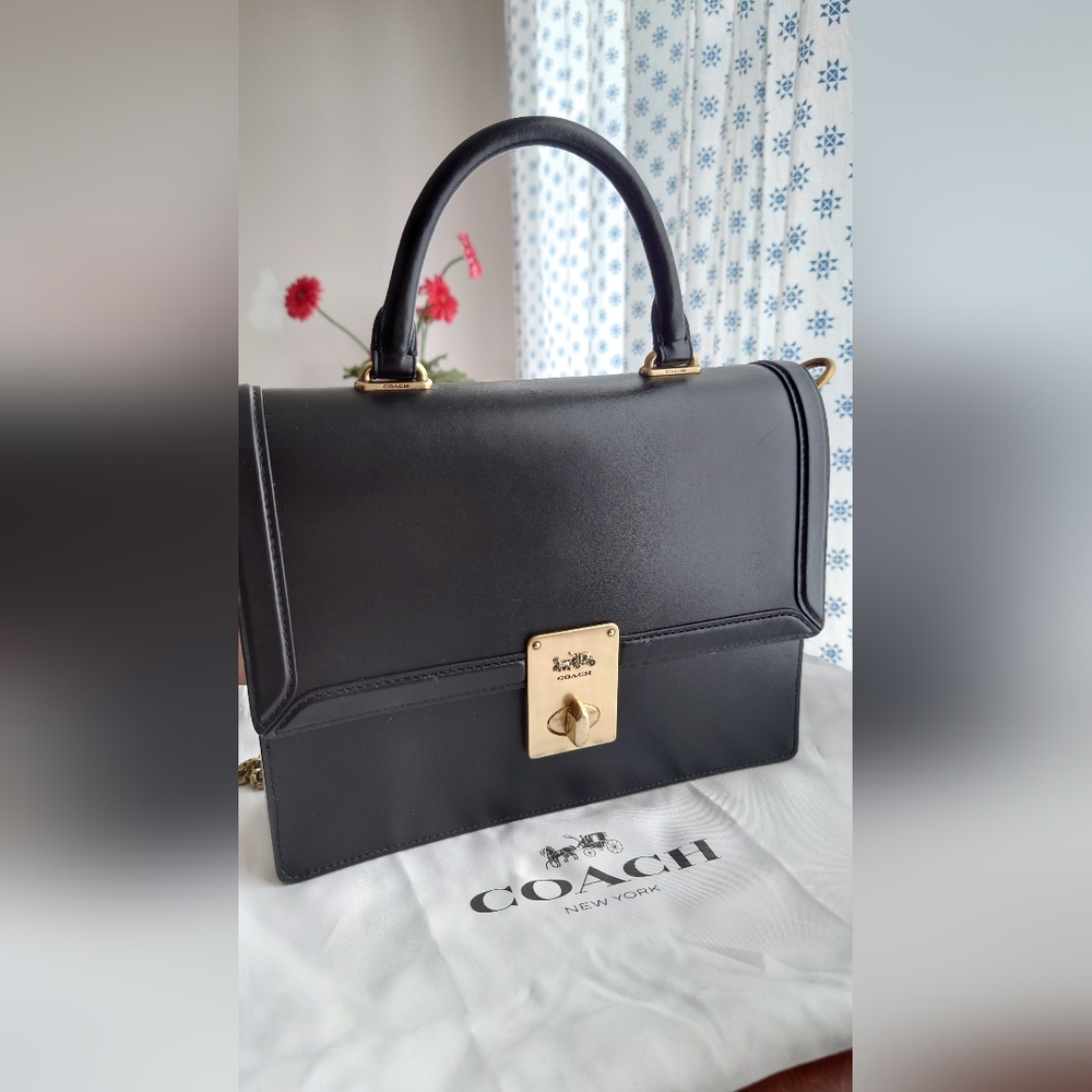 Coach 1941 Hutton Black Briefcase Leather Shoulder Bag (2 Straps incl)